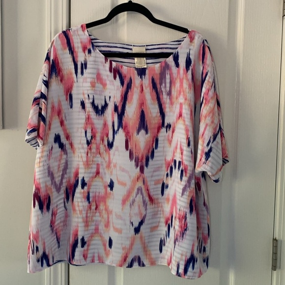 Chico's Reversible Striped Elephants Tee / Blouse -‎ Chico's  3 X-LARGE, 16 - Picture 1 of 11